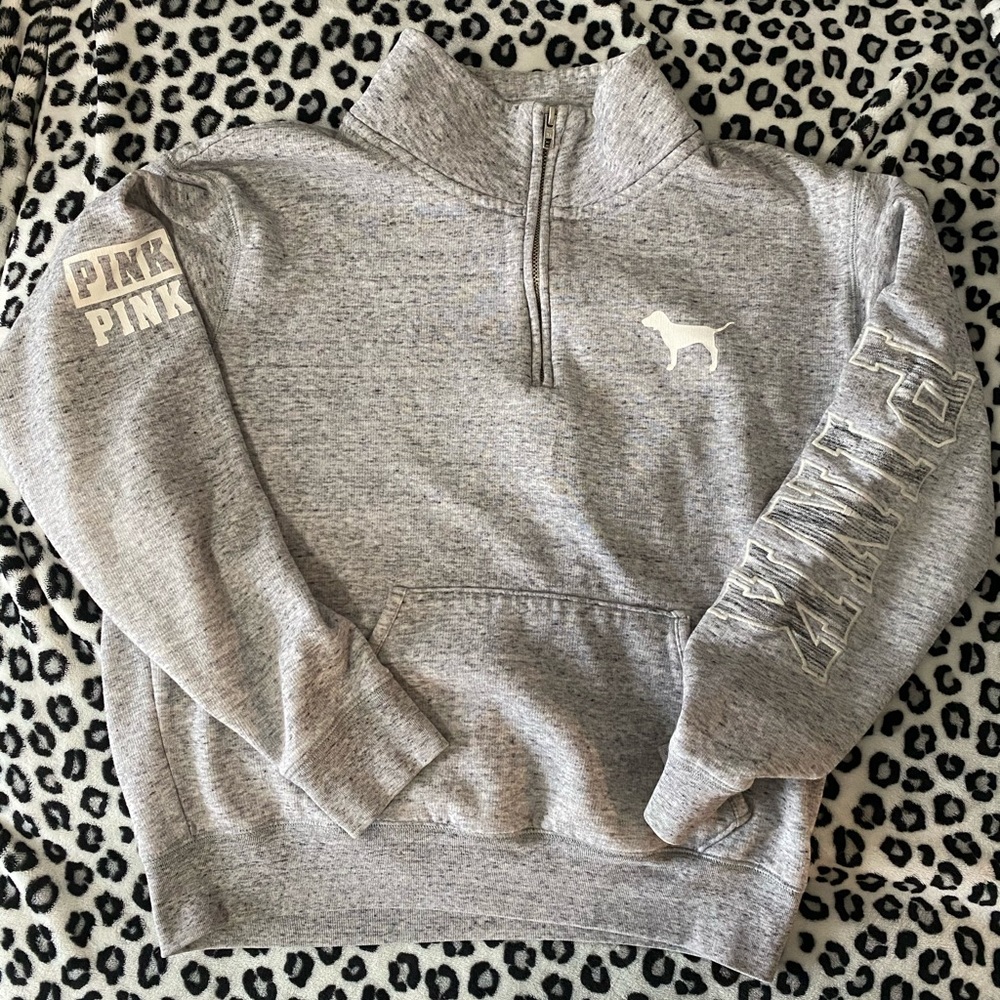 VS PINK gray 1/4 zip sweatshirt